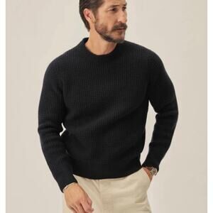 Buck Mason Herdsman Merino Wool & Cashmere Waffle Knit Slim Sweater Navy